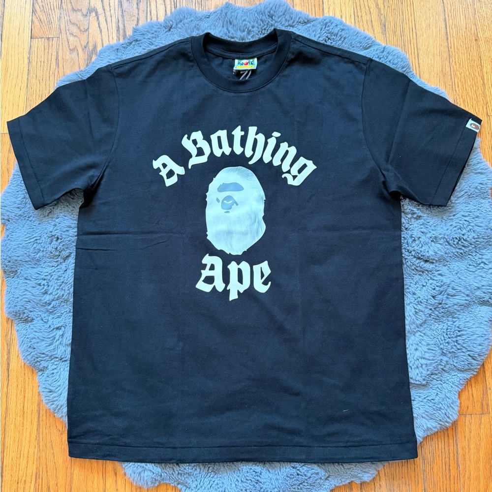 Bape Black Long Sleeve Tee with White Logo